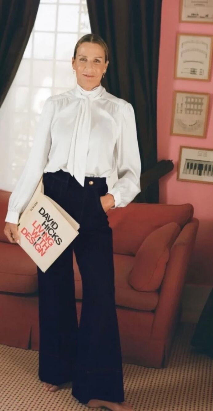 Tuckernuck x India Hicks Dunmore Ivory Tie Neck Blouse Top